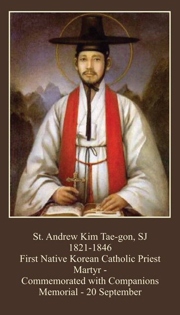 SEPTEMBER 20th: St. Andrew Kim Taegon / Korean Martyrs Holy Card ***BUYONEGETONEFREE***